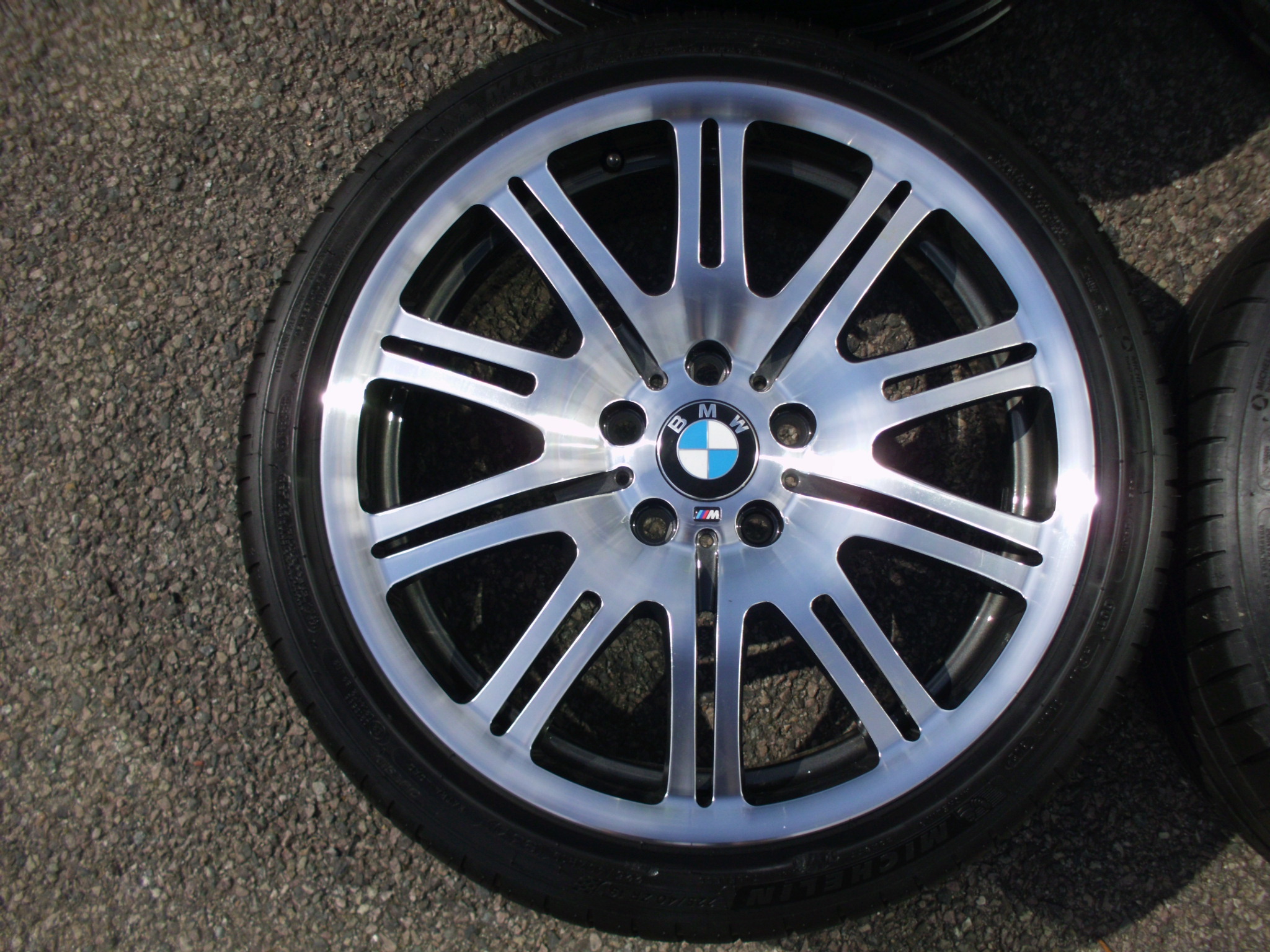 USED 19" GENUINE BMW FORGED STYLE 67M E46 M3 POLISHED ALLOYS,WIDE REAR,FULLY REFURBED INC EXCELLENT TYRES